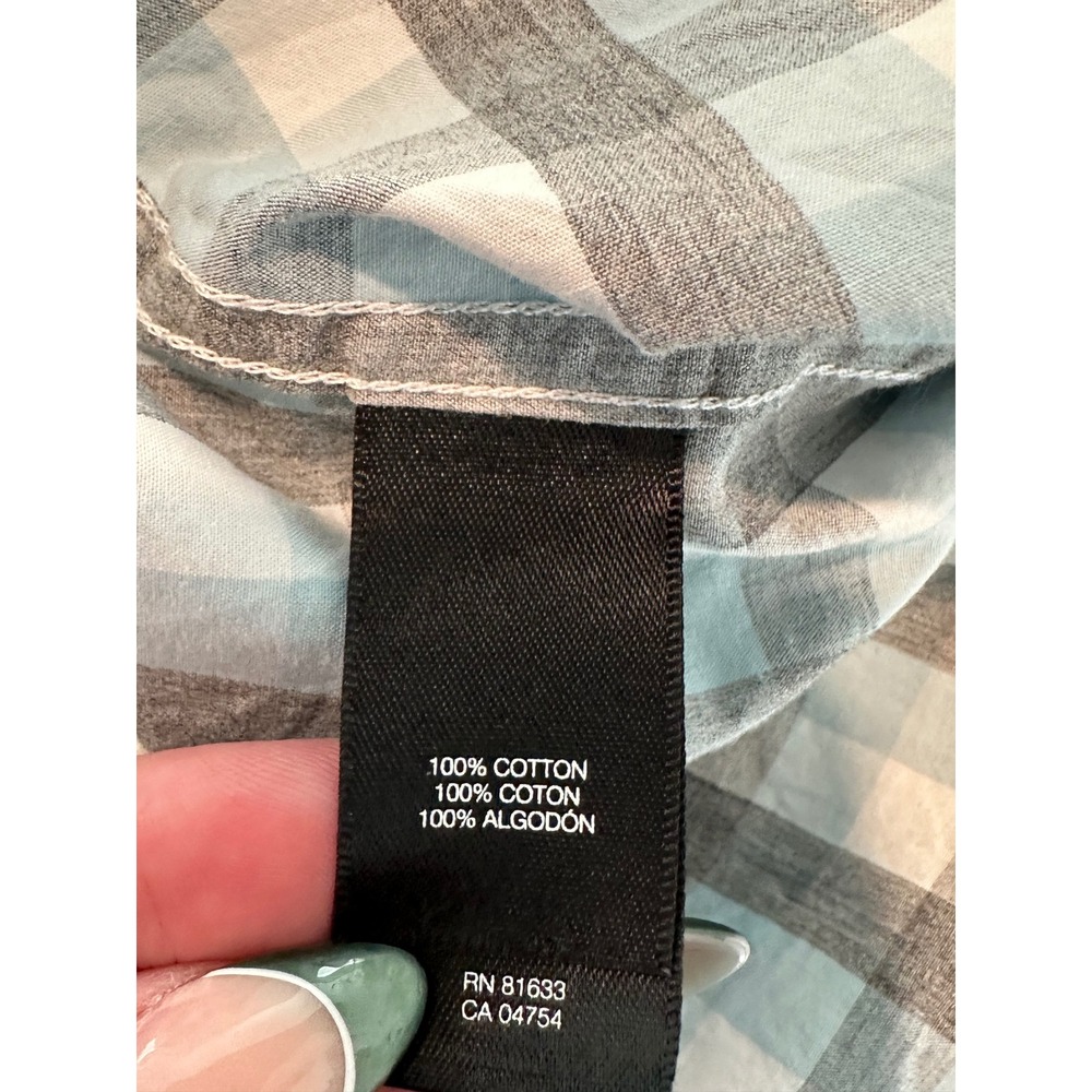 Kenneth Cole New York Plaid Button Down Shirt Men's XXL Blue Gray Long Sleeve - Picture 9 of 10